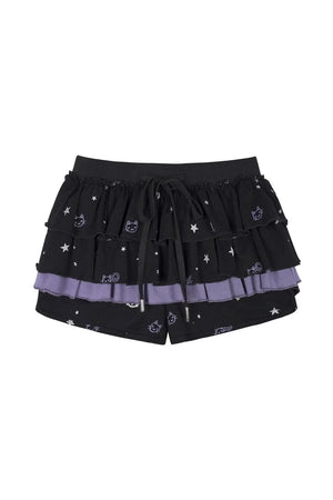 Black Purple Print Cake Skirt Set-Up