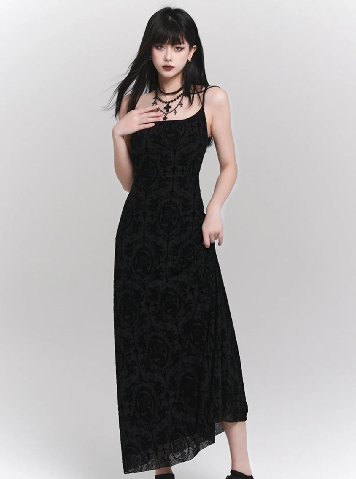 Black Retro Slip Dress