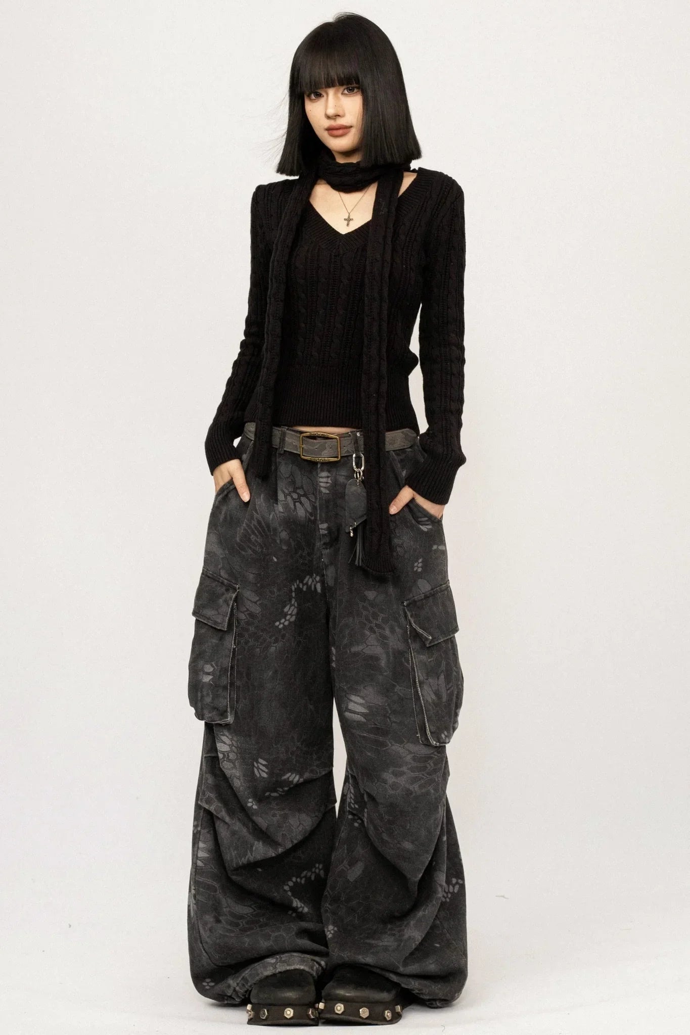 Black Ribbon Knit Top