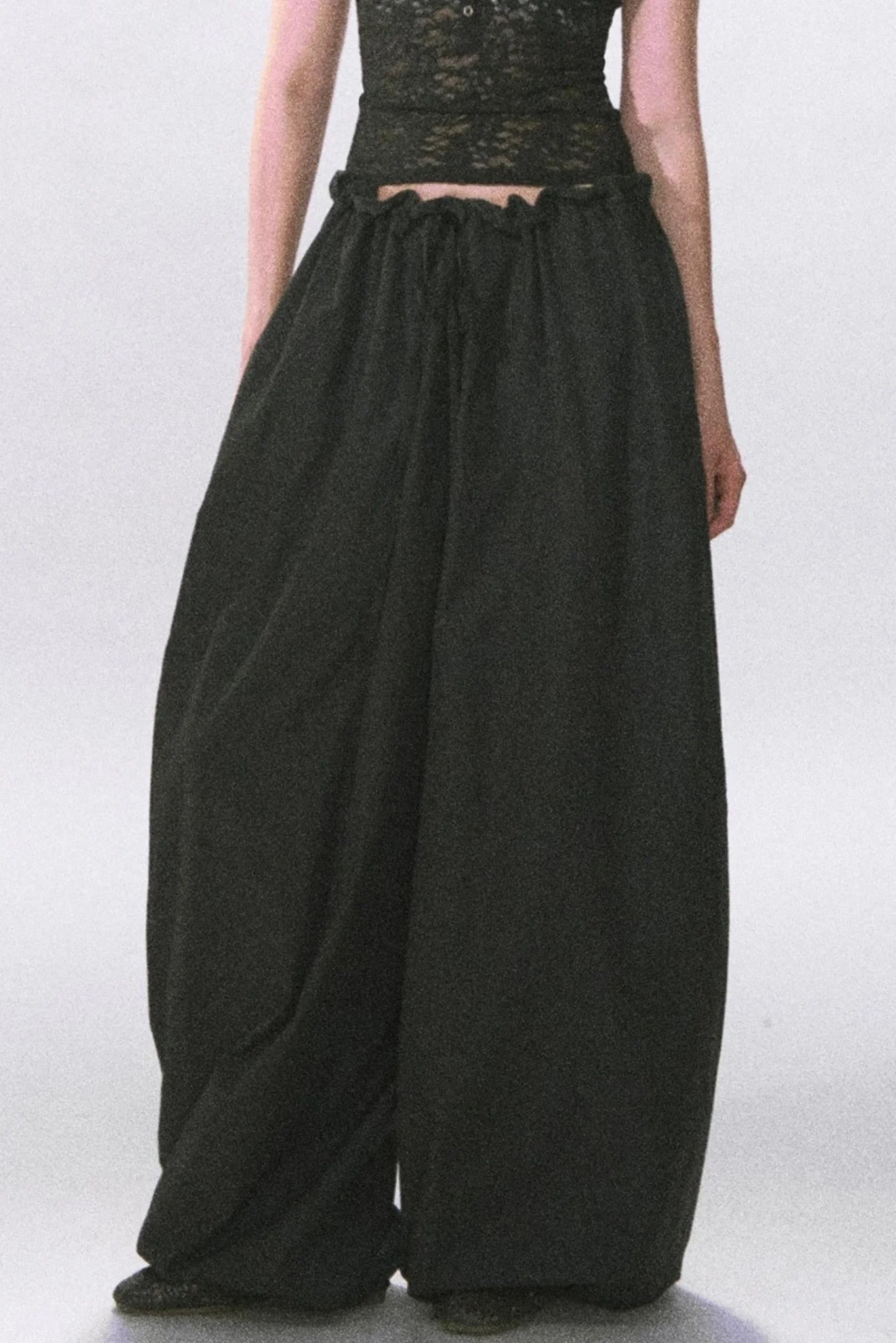 Black Ruched Lantern Pants