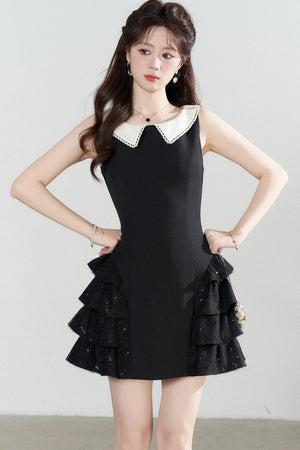 Black Sleeveless Tiered Ruffle Dress
