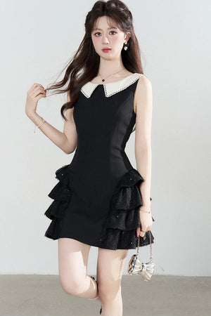Black Sleeveless Tiered Ruffle Dress