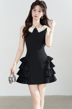 Black Sleeveless Tiered Ruffle Dress