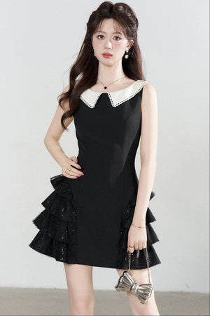 Black Sleeveless Tiered Ruffle Dress