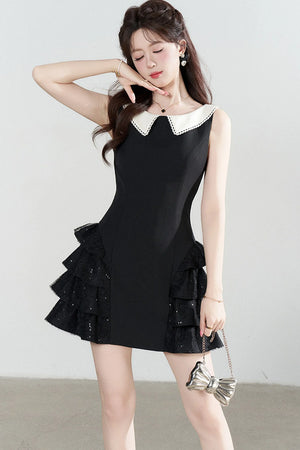 Black Sleeveless Tiered Ruffle Dress