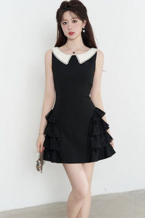 Black Sleeveless Tiered Ruffle Dress