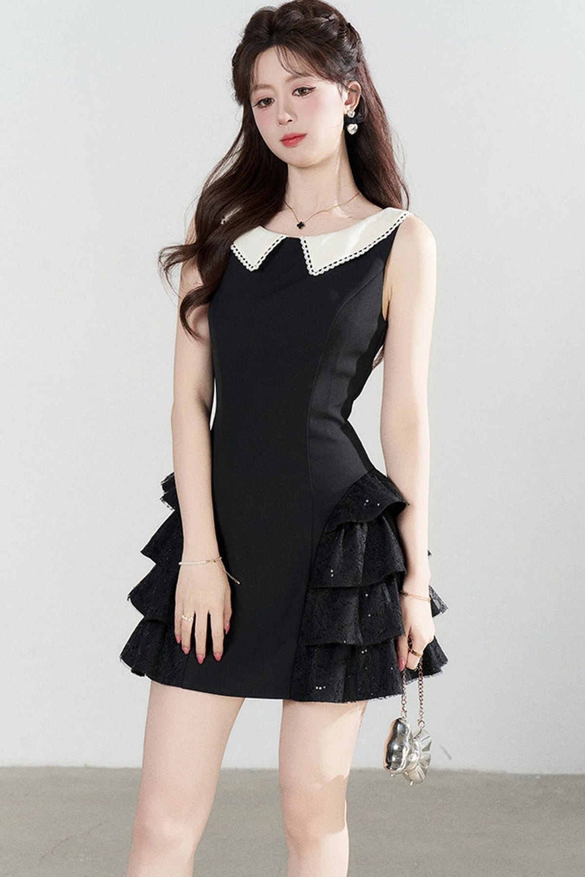 Black Sleeveless Tiered Ruffle Dress