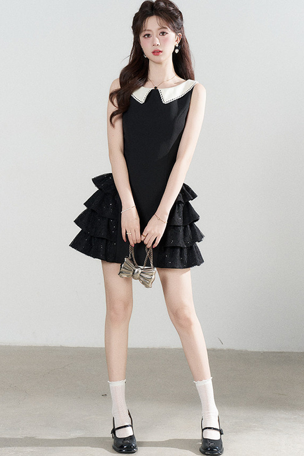 Black Sleeveless Tiered Ruffle Dress