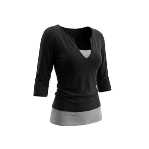 Black Slim Fit V-Neck Blouse