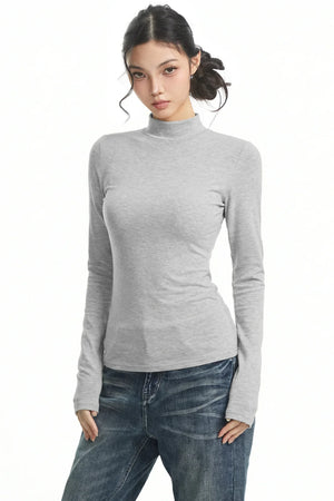 Black Slimming High Collar Top