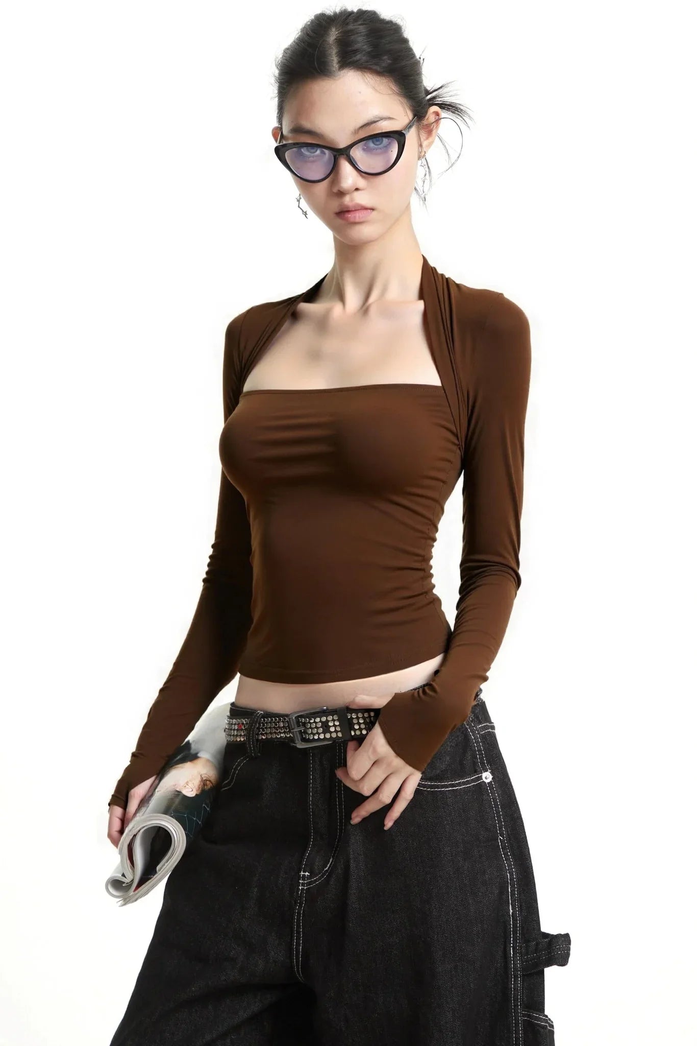 Black Slimming Two-Piece Top