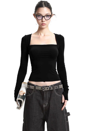 Black Slimming Two-Piece Top