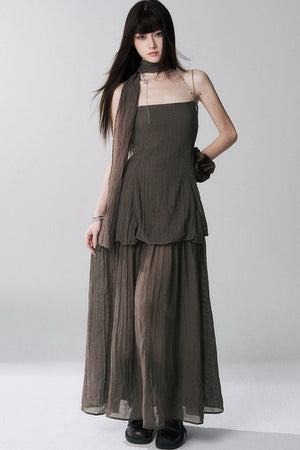 Black Spaghetti Strap Backless Maxi Dress