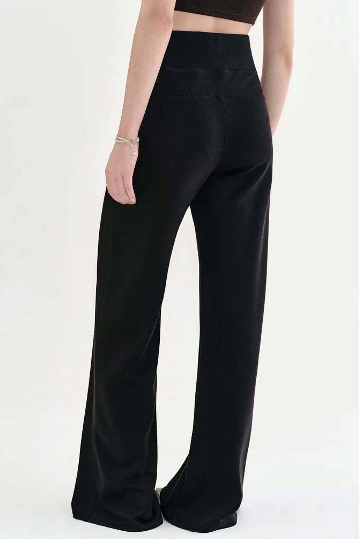 Black Straight-Leg Flared Pants