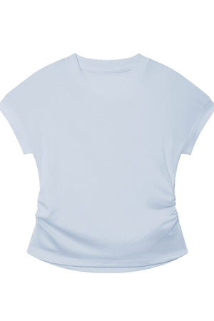 Black Stretchy Lyocell Round Neck T-Shirt