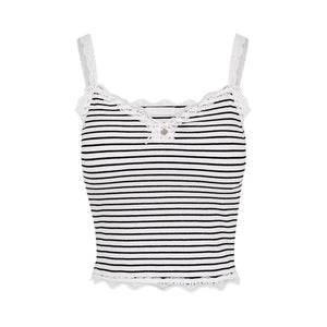 Black Stripe Lace Camisole