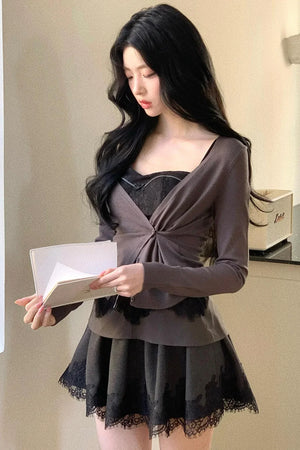 Black Swan Knitted Cardigan Set-Up