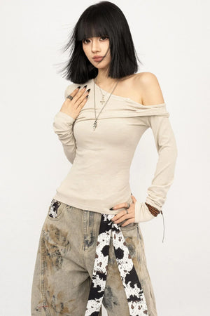 Black Twisted Off-Shoulder Top