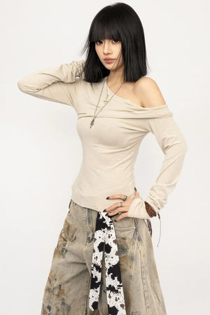 Black Twisted Off-Shoulder Top