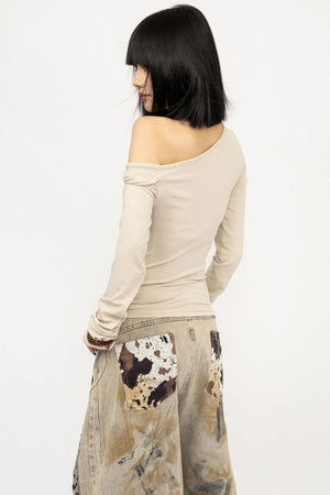 Black Twisted Off-Shoulder Top