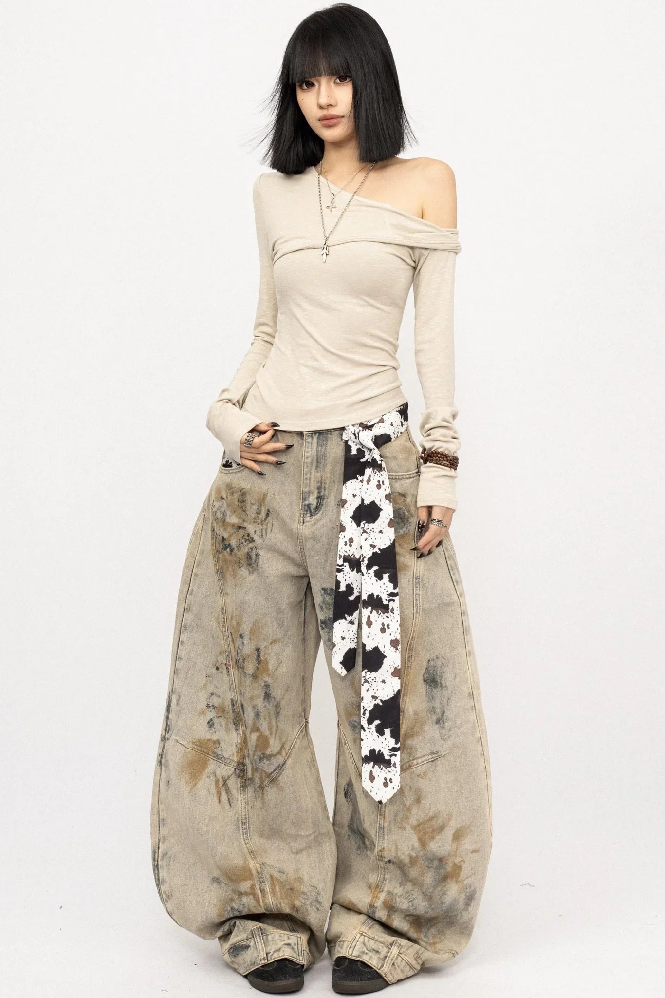 Black Twisted Off-Shoulder Top