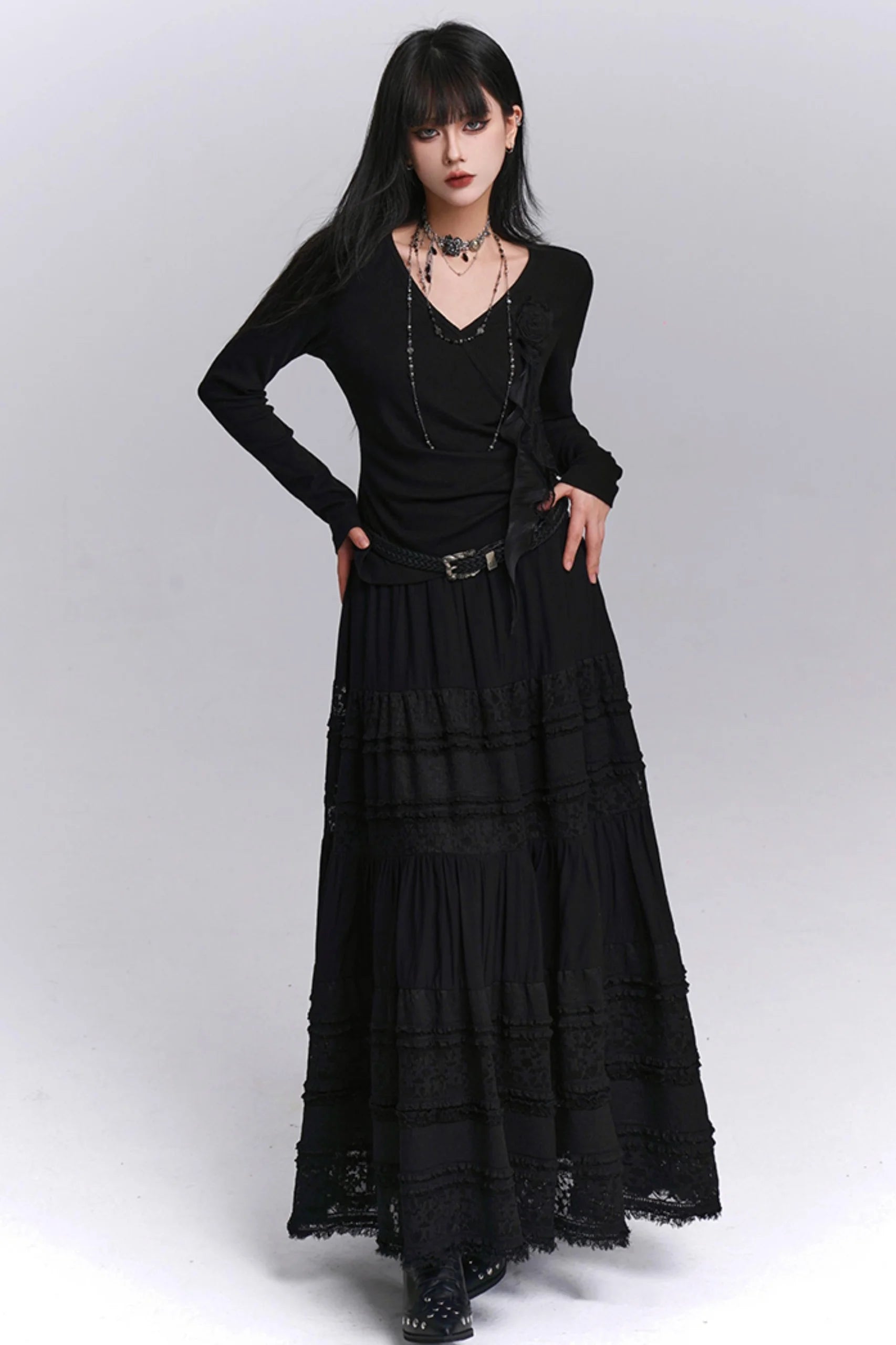 Black V-Neck Top
