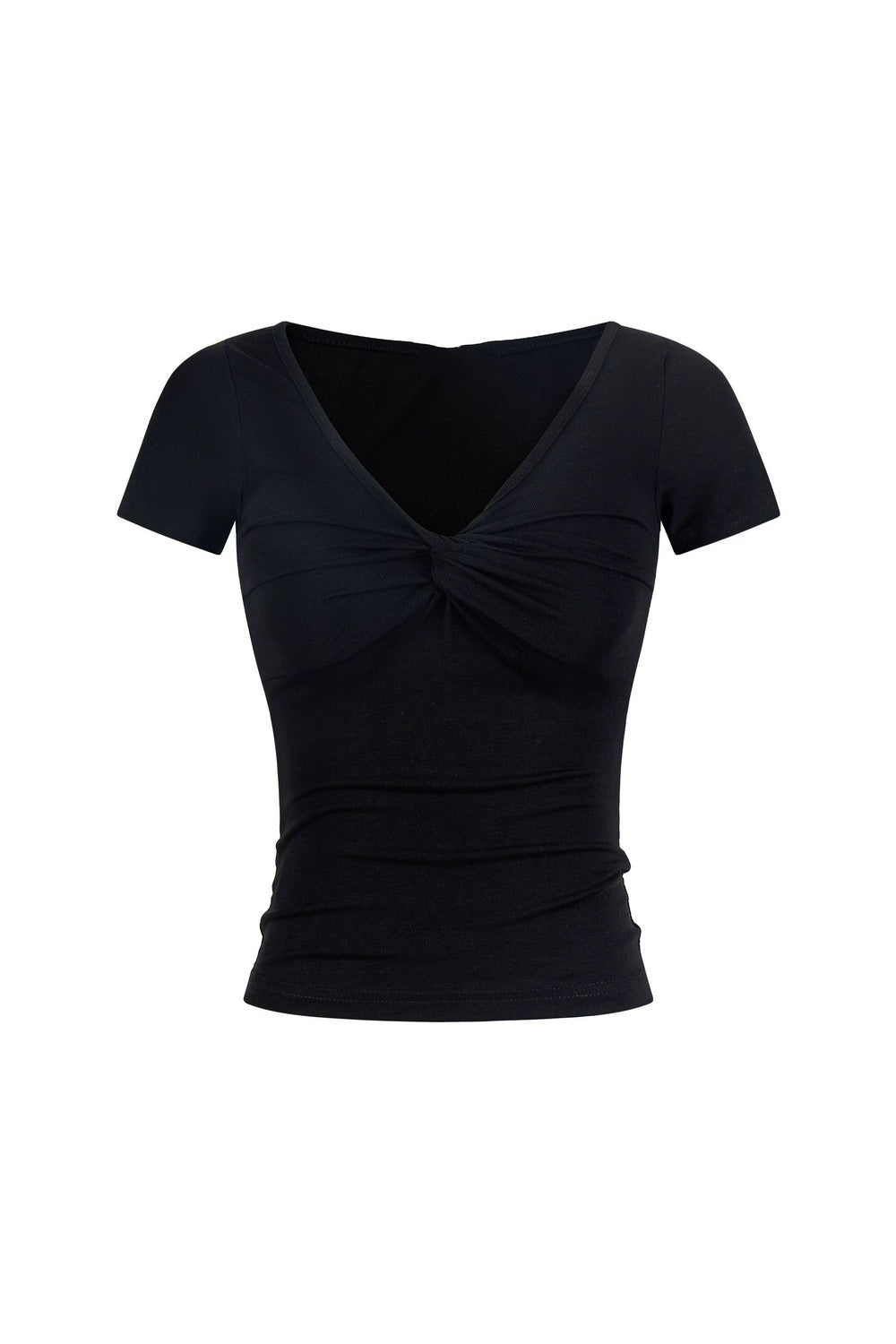 Black V-Neck Y2K Top
