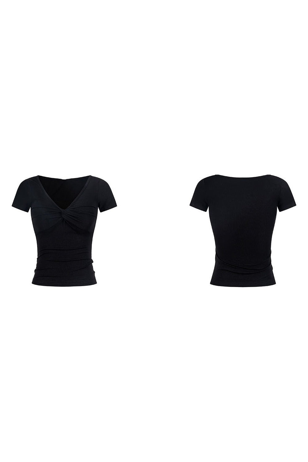 Black V-Neck Y2K Top