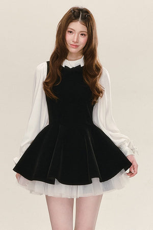 Black Velvet Dress with Shirt Set-Up