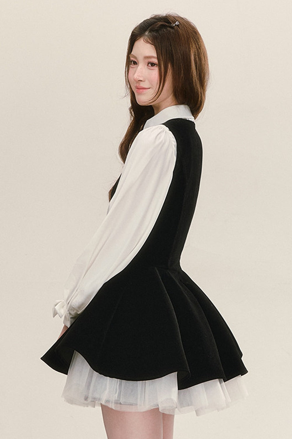 Black Velvet Dress with Shirt Set-Up