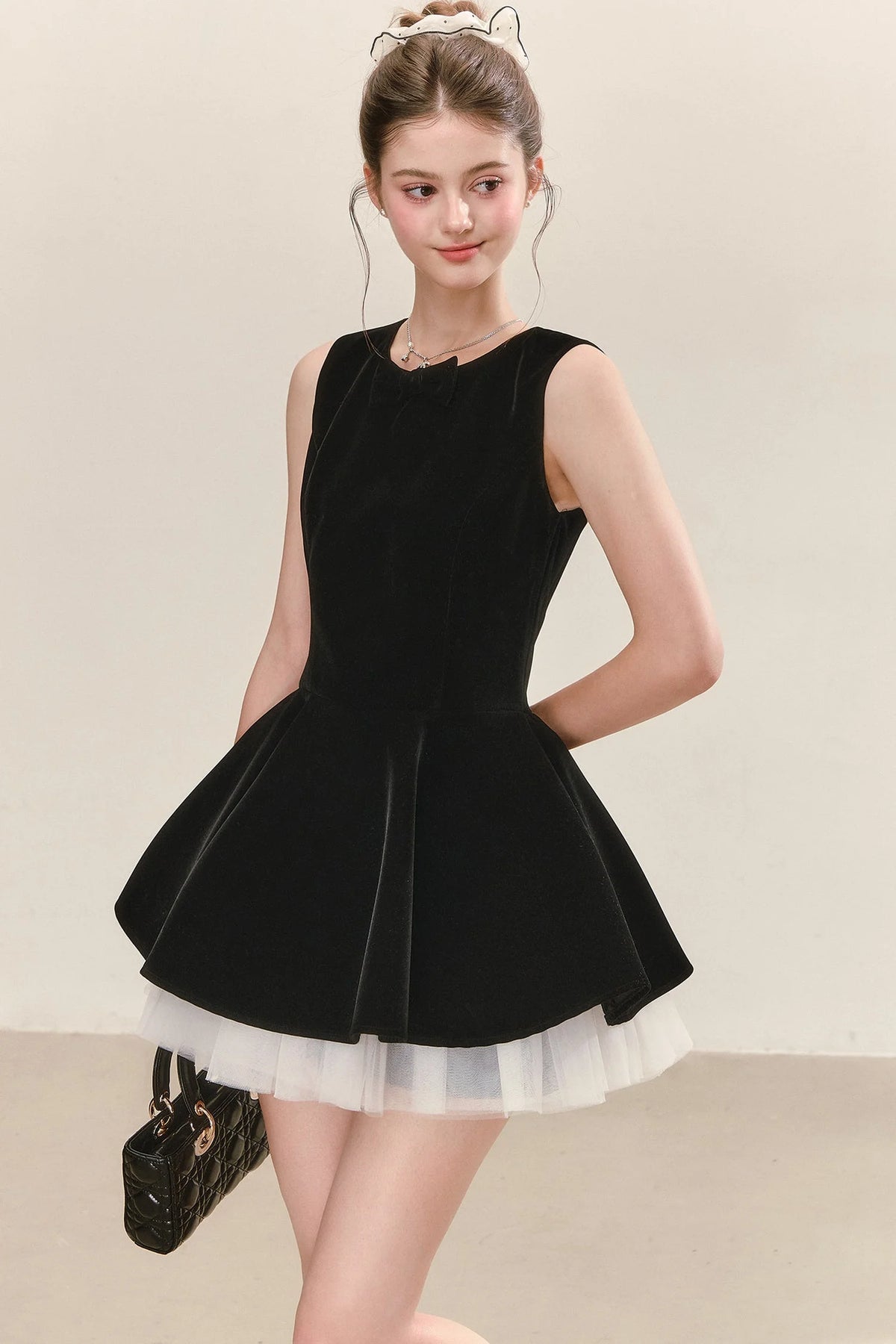Black Velvet Dress with Shirt Set-Up
