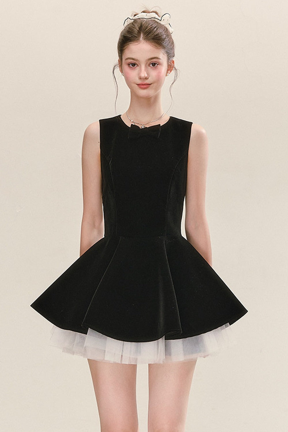 Black Velvet Dress with Shirt Set-Up