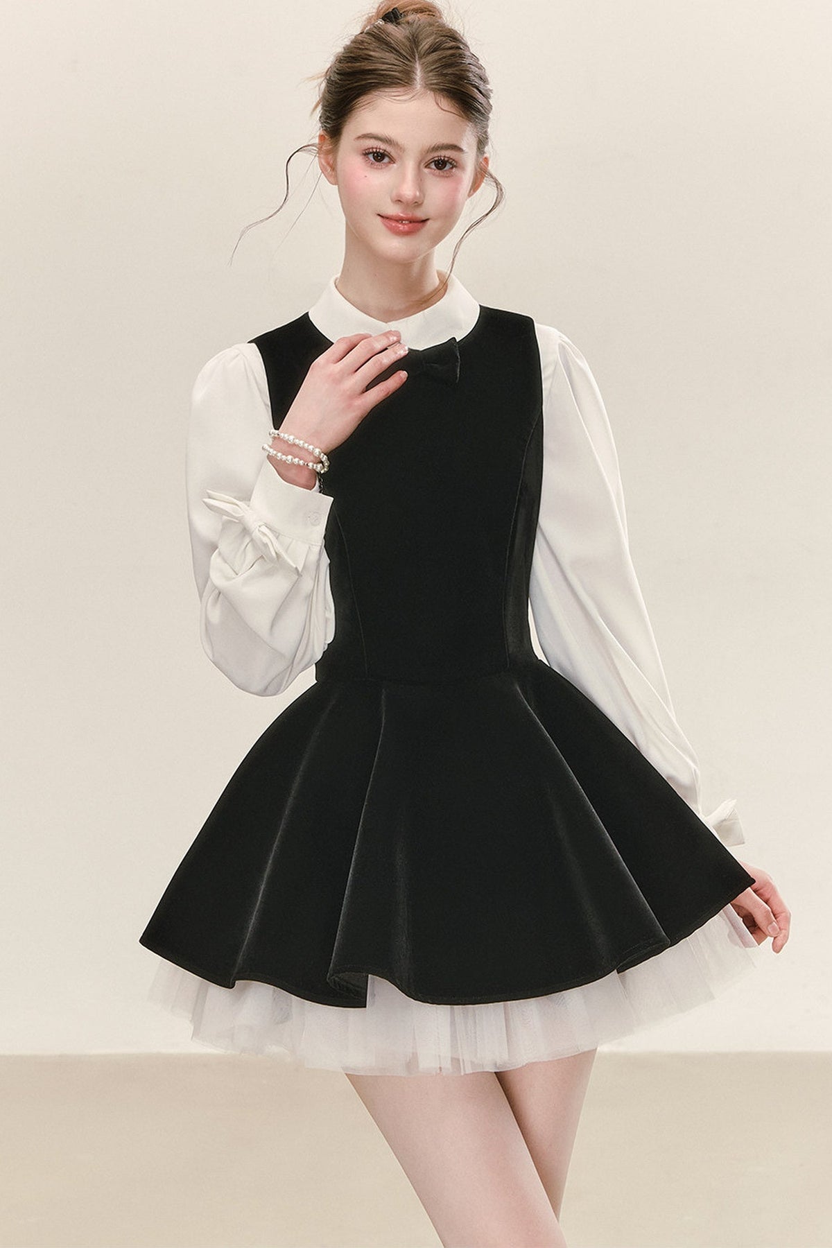 Black Velvet Dress with Shirt Set-Up
