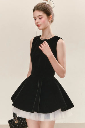Black Velvet Dress with Shirt Set-Up