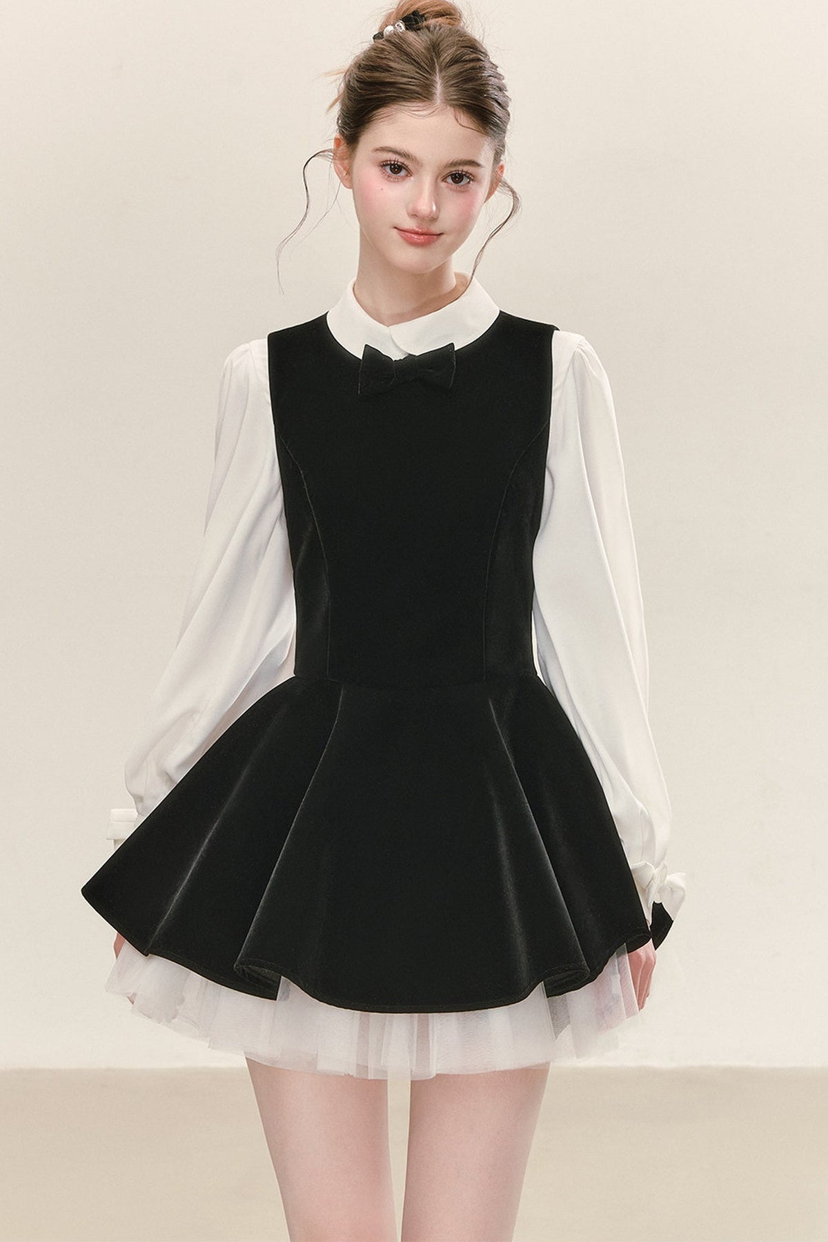 Black Velvet Dress with Shirt Set-Up