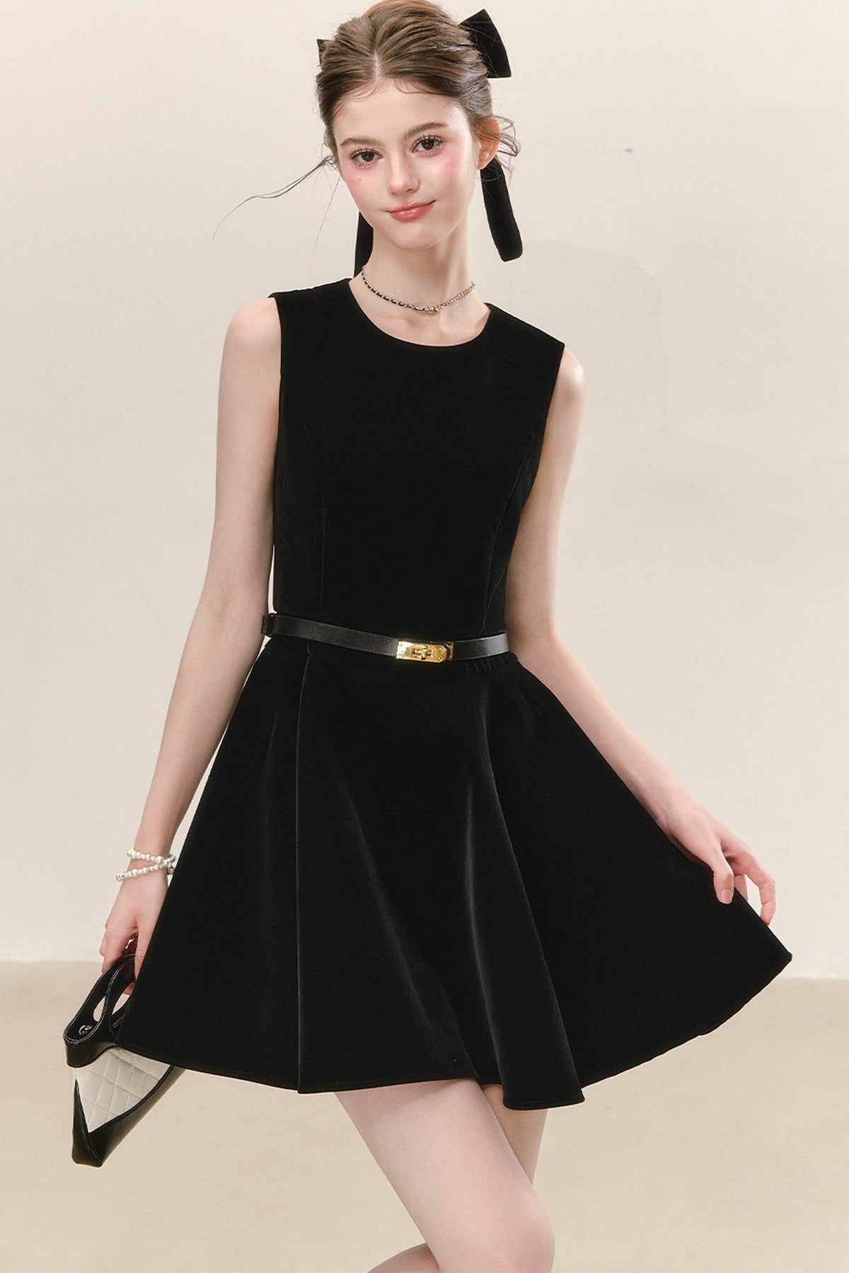 Black Velvet Sleeveless Tank Dress