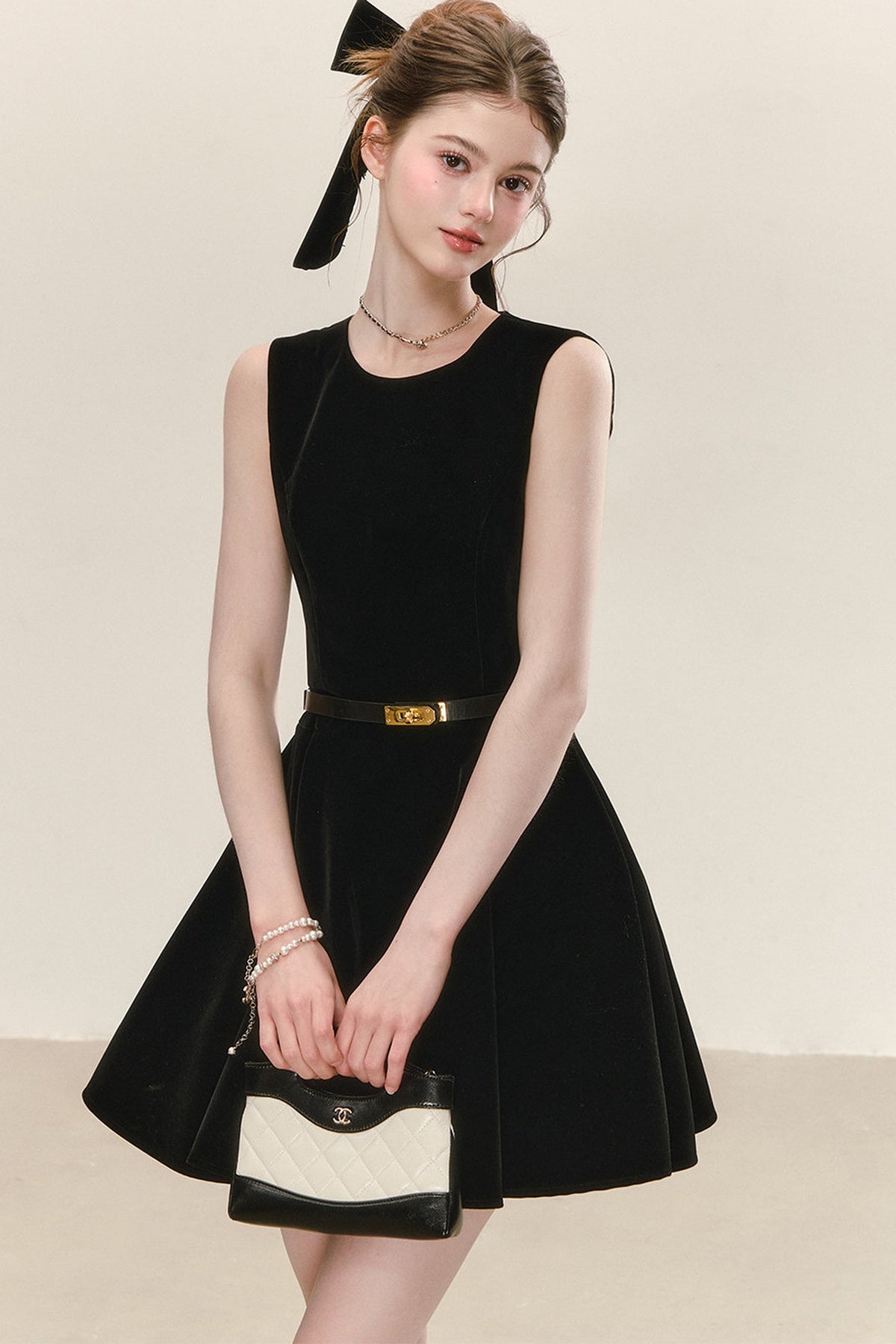 Black Velvet Sleeveless Tank Dress