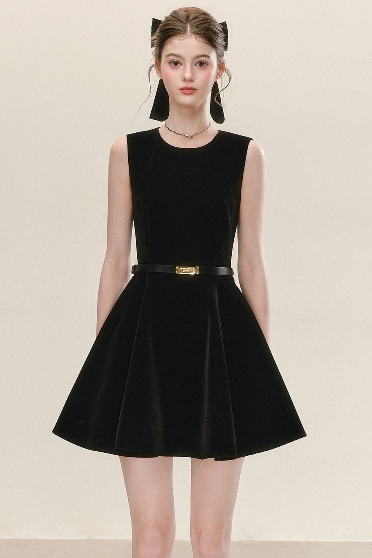 Black Velvet Sleeveless Tank Dress