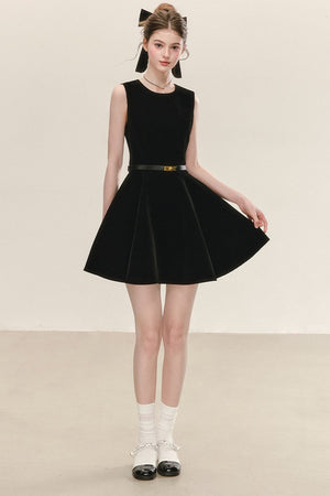 Black Velvet Sleeveless Tank Dress