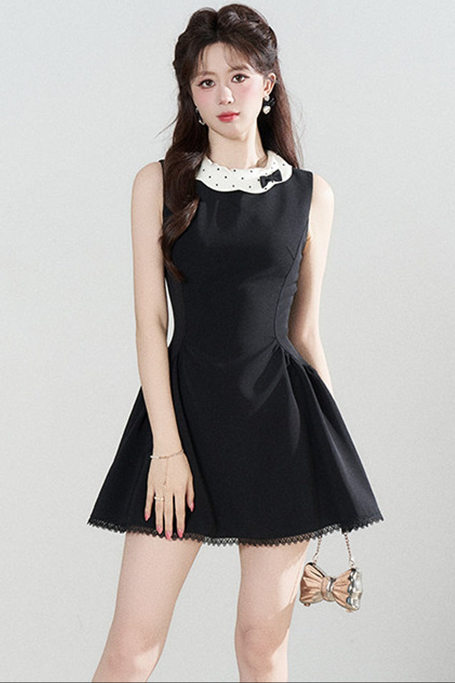 Black Waist-Cinching A-Line Dress