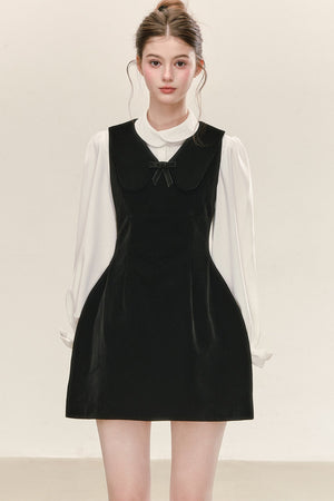 Black Waist-Cinching Sleeveless Dress