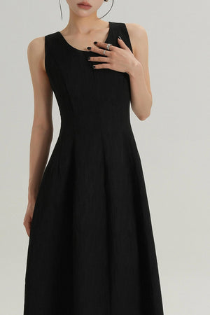 Black Waist-Defined Summer Dress