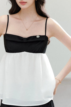 Black White Color Block Camisole Top and Pants Set-Up