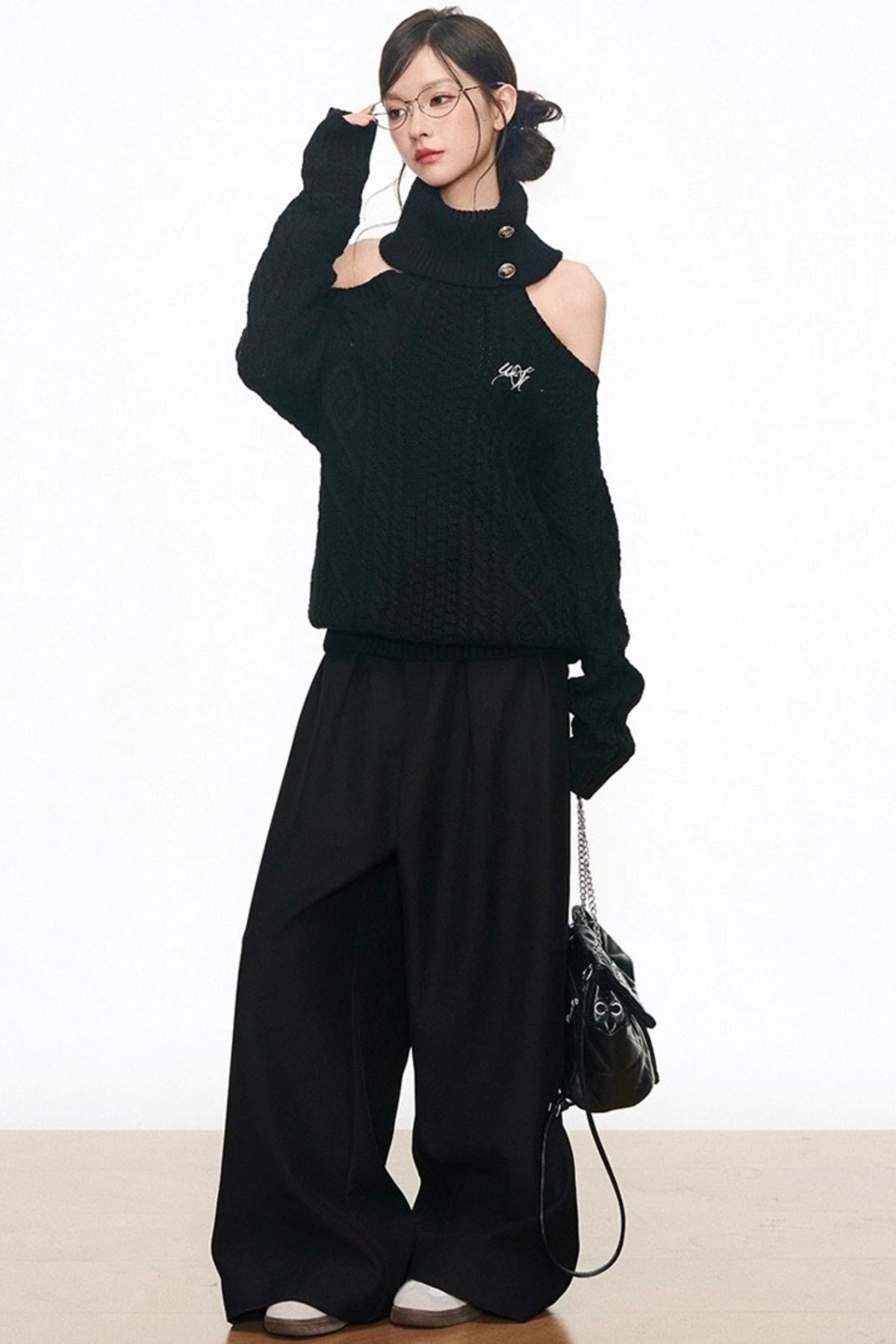 Black Wide-Leg Suit Pants