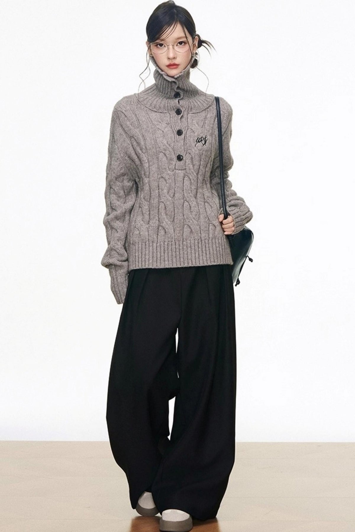 Black Wide-Leg Suit Pants