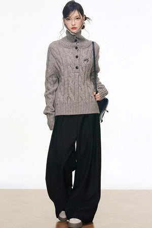 Black Wide-Leg Suit Pants