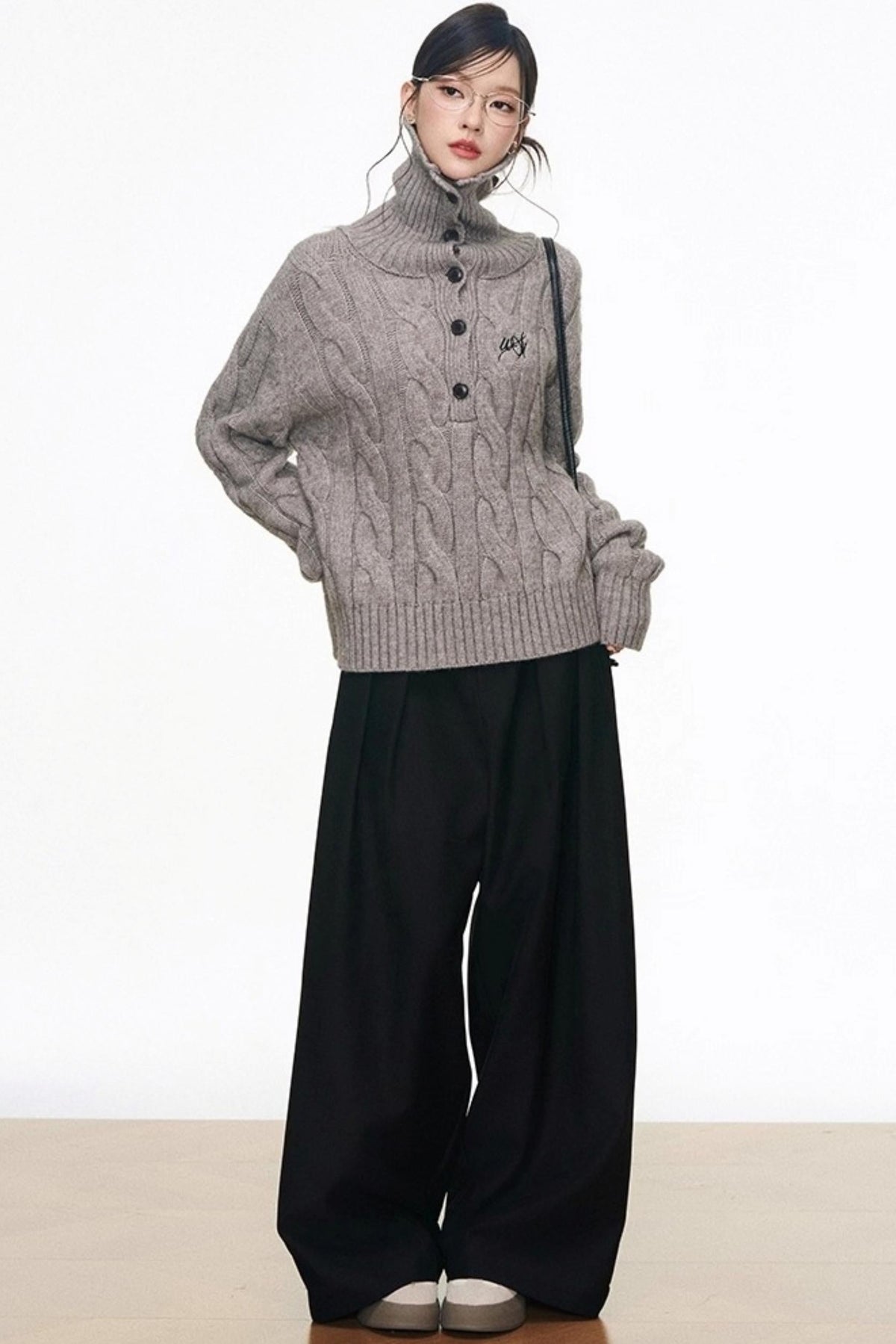Black Wide-Leg Suit Pants