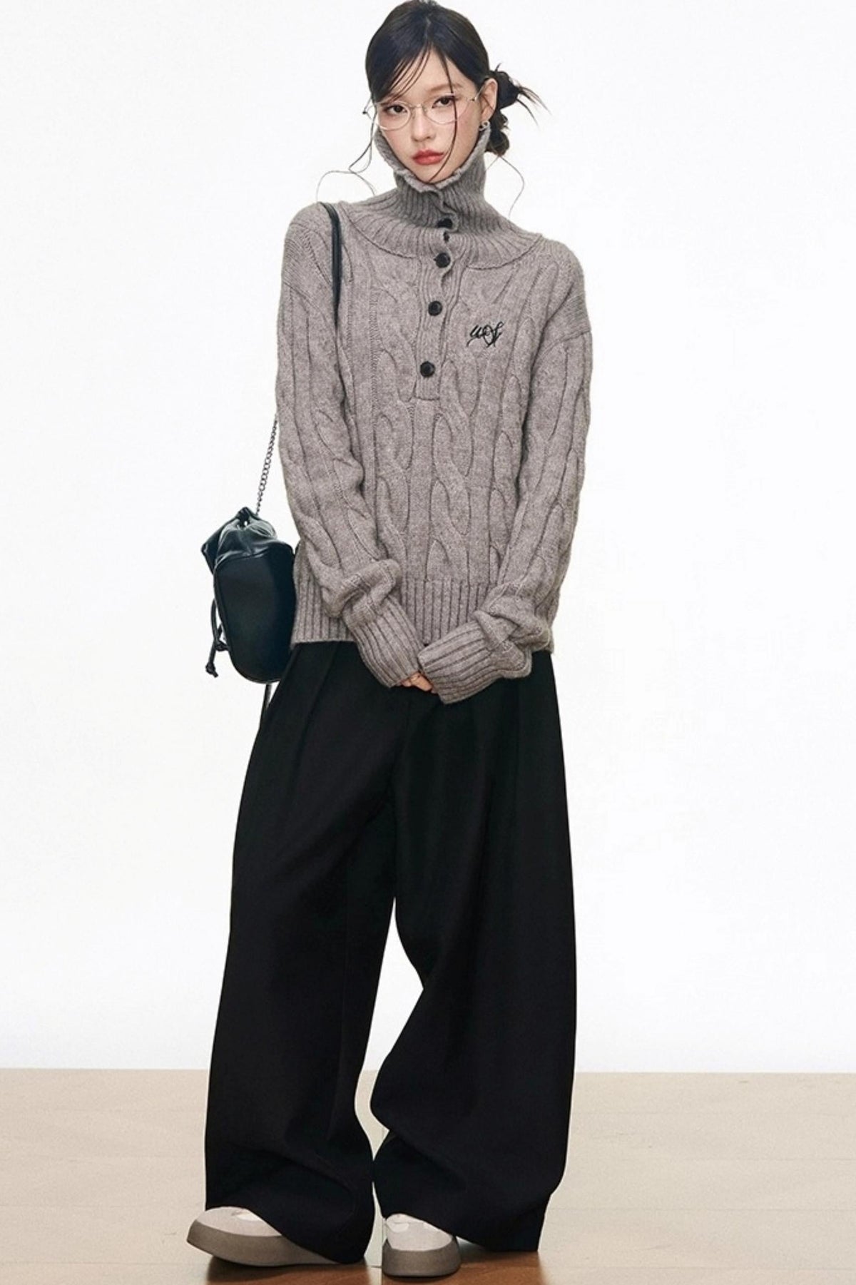 Black Wide-Leg Suit Pants