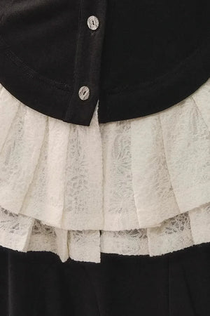Black Wool Lace Top & Skirt Set-Up