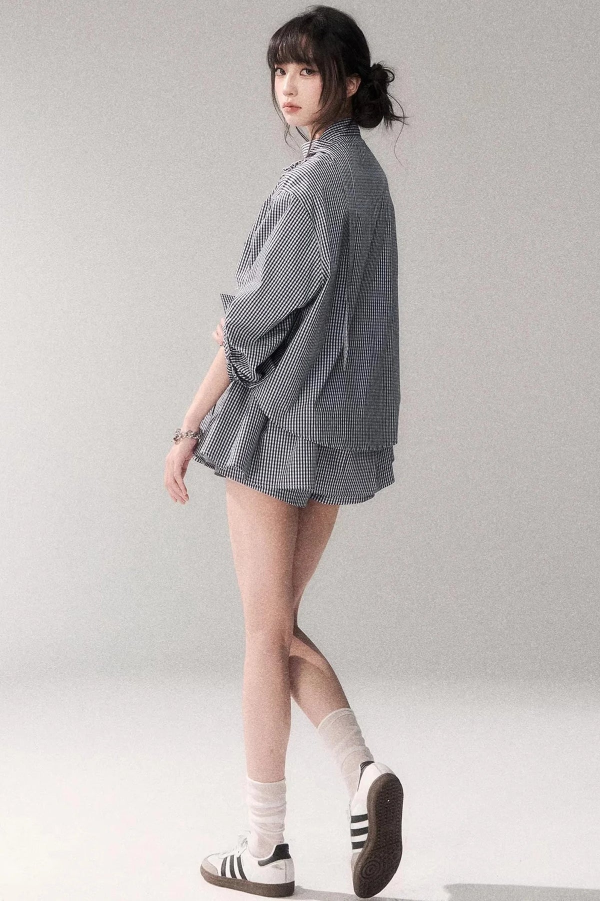 Blue Check Lace Shirt Set-Up